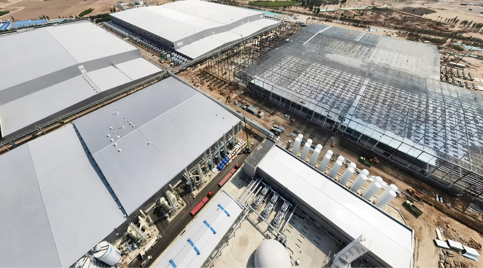 Shuangliang Silicon Materials Baotou 40GW monocrystalline silicon manufacturing workshop steel structure project