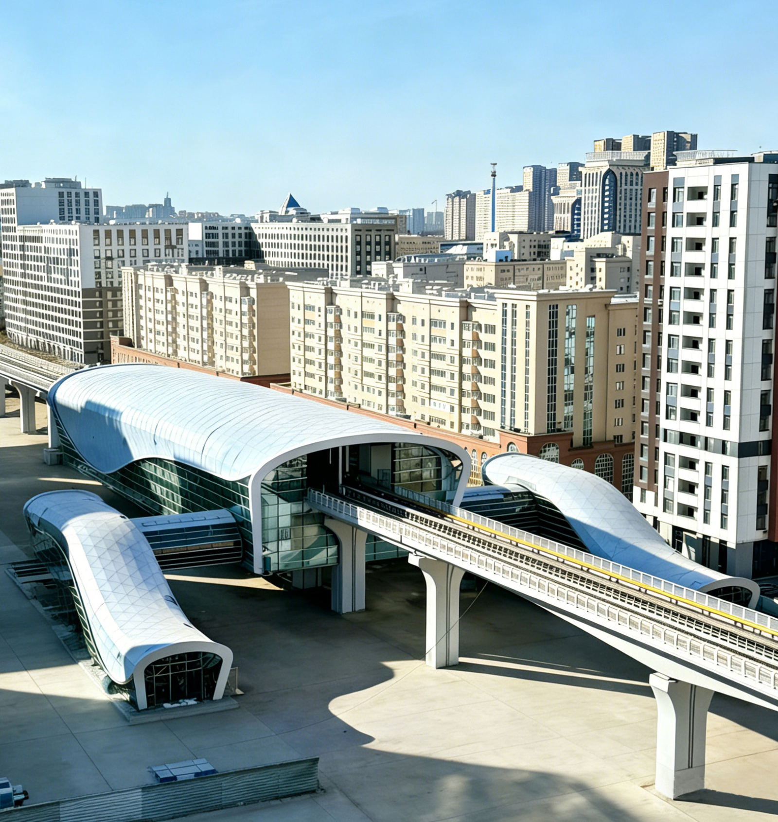 Astana Light Rail Phase I station steel canopy project for five stations in Kazakhstan